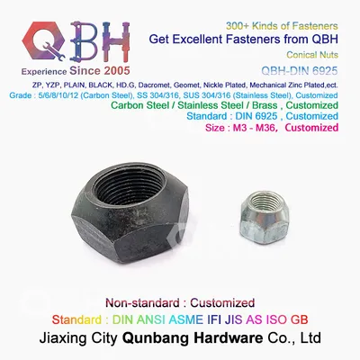 Qbh DIN 6925 Automobile Auto Black Zp Wzp Bzp Wbzp Bwzp Conical Prevailing Torque Type Wheel Lug Locknut