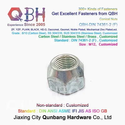 Qbh DIN 74361-2 (F) DIN74361-2 (F) DIN 74361-2 F DIN74361-2f Wheel Hub Lock Hex Conical Nuts Automobile Automotive Car Auto Components Hardwares