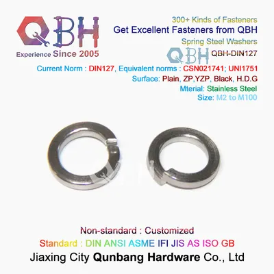 Qbh DIN127A DIN127b Plain Stainless Steel Spring Washer Gasket Solar Power Energy PV Photovoltaic Panel Bracket Rack Mounting Stand Fastener System Spare Parts