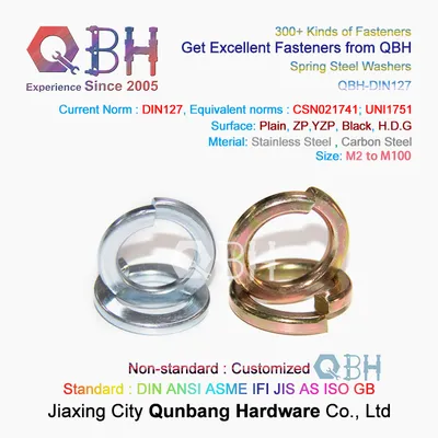 Qbh DIN127A DIN127b Zp/Yzp/Bzp/Plain/Black/HDG/Dacromet/Geomet/Nickle Plated Carbon Steel/Stainless Steel Customized Metal Special Coil Spring Joint Ring
