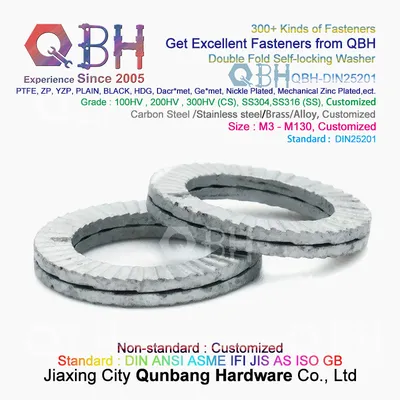 Qbh DIN25201 Self Locking Wedge Lock Double Layer Security Preventing Dual Fold Washers