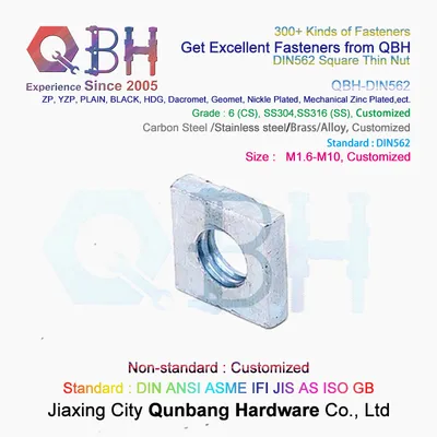 Qbh DIN562 White Blue Zinc-Plated Zinc Plateing Wzp Bzp Wbzp Bwzp Zp DIN 562 Special Square Thin Nuts