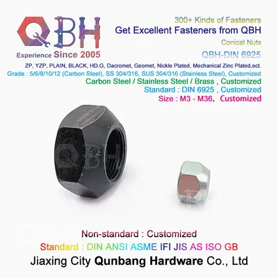 Qbh DIN6925 M6-M36 Zp/Yzp/Bzp/Plain/Black/HDG/PTFE/Dacr*Met/Ge*Met/Nickle Plated Prevailing Torque Type Wheel Hub Nut Auto Part