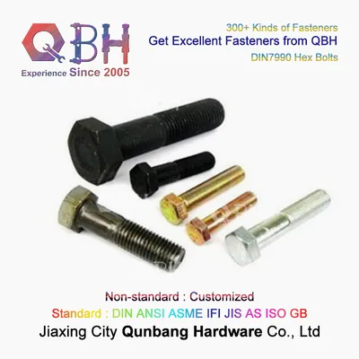 Qbh DIN7990 Zp/Yzp/Bzp/Wzp/Bwzp/Wbzp/Plain/Black/HDG/PTFE/Nickle Plated Steel Structure Hex Bolt Construction Building Fastenings