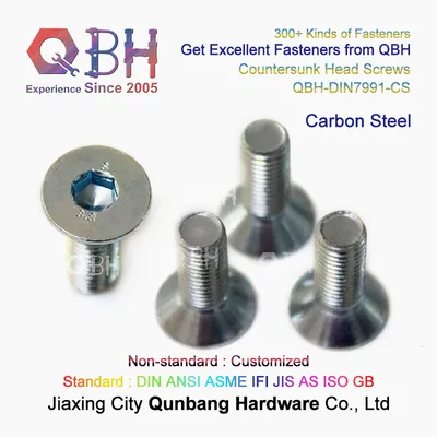 Qbh DIN7991 Stainless Steel/Carbon Steel HDG Black Zp Yzp Bzp Zinc Plated Dacromet Geomet Plain Socket Countersunk Flat Head Screw