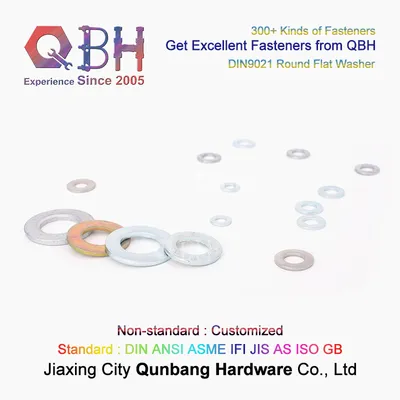 Qbh DIN9021 Plain Black Yellow Blue Zinc Nickle Plated Hot DIP Galvanizing Chrome Plating DIN 9021 Round Flat Gaskets