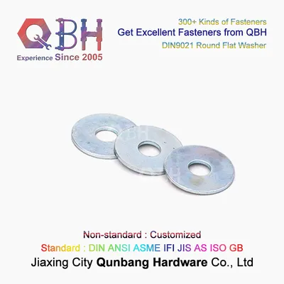 Qbh DIN9021 White Blue Zinc Plated Zinc-Plated Plating Wzp Bzp Bwzp Zp DIN 9021 Flat Round Type Washers