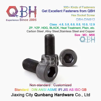 Qbh DIN912 Inner Hex Socket Head Cap Full Half Threaded Black Alloy Carbon Stainless Steel Knurled Thumb Bolts