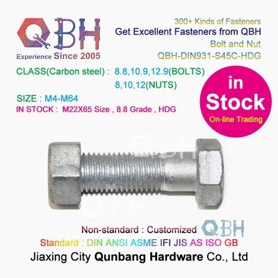 Qbh DIN931 Suitable for Fastening Most Machinery and Equipment Bolt Nut Washer Assembly Machine Machining Maintaining Repairing Replace Replacement Spare Parts