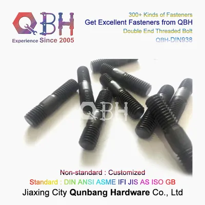 Qbh DIN938 Carbon Steel Plain Black Yellow Blue Zinc Nickle Plated Hot DIP Galvanizing Chrome Plating Double End Stud DIN 938 Stretching Adjusting Screw