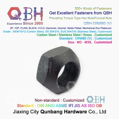 Qbh DIN980 (V) DIN980V DIN980 (V) DIN 980 V M6-M39 Black Blue White Zinc Plated Prevailing Torque Type Wheel Lug Lock Nut
