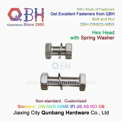 Qbh Full Metal Carbon SS304/SS316 Stainless Steel DIN933 DIN931 Full Half Thread Hexagon Hex Solar Spring Washer Bolt Nut Machine Machining Machinery Component