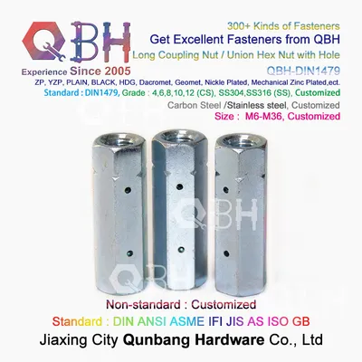 Qbh High Quality DIN 1479 Hexagon Turnbuckles, Hex Long Nut with Hole Zinc