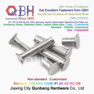 Qbh High Strength Solid Customized Maintaining Repairing Replace Replacement Metal Aluminium Aluminum Customized Aircraft Airplane Plane Use Fastener Rivet