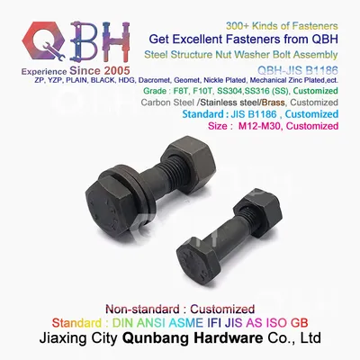 Qbh JIS B1186 Class F8t/F10t Steel Structure Carbon Steel Black Jisb1186 Hex Hexgon Hexgonal Steel Nut Washer Bolts Building Fasteners