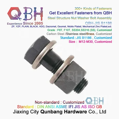 Qbh JIS B1186 Grade F8t/F10t Steel Structure Carbon Steel Black Hex Hexgon Hexgonal Steel Nut Washer Bolts