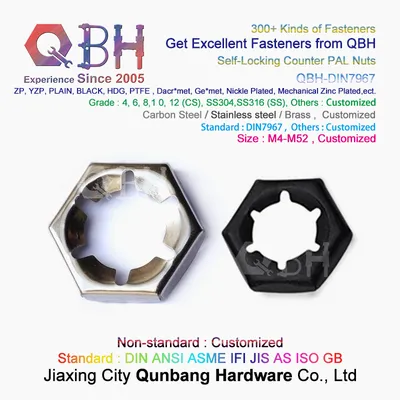 Qbh M4-M52 DIN 7967 Black Carbon Steel DIN7967 Self Locking Counter PAL Nuts