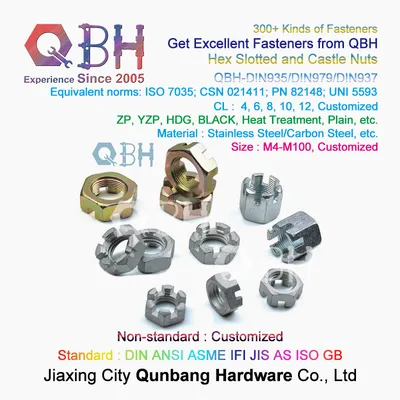 Qbh M6-M68 Thin/Thick Hexagon Hexagonal Slotting Slotted Castled Spindle Axle Nut Trailer Components