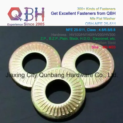 Qbh Nfe 25-511 Zp/Yzp/Bzp/Plain/Black/HDG/Dacromet/Geomet/Nickle Plated Carbon Steel Toothed Round Special Locked Locking Lock Serrated Sealing Washers