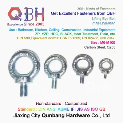 Qbh OEM ODM DIN580 Customized M8-M100 Stainless Steel/Carbon Steel Eye Lifting Bolt Spare Replace Parts Boat Ship Shipyard Forging Marine Rigging Fastener