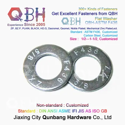 Qbh Plain Black Yellow Blue Zinc Nickle Plated HDG Hot DIP Galvanizing Chrome Plating DIN125 DIN436 F436/F436m DIN6916 DIN9021 Flat Gasket