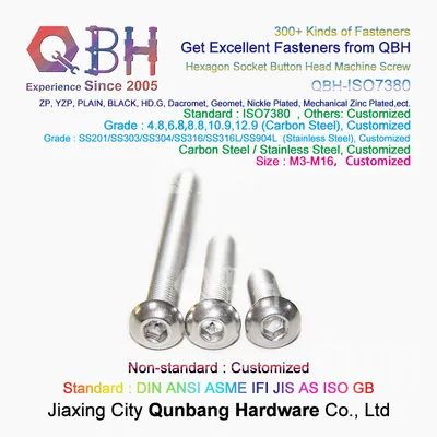 Qbh Ss SUS 304/316 Stainless Steel ISO7380 Mushroom Button Metric Socket Head Machine Bolt