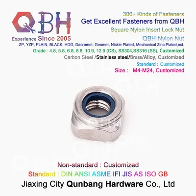 Qbh Stainless Steel/Carbon Steel Square Nylon Lock Nut/Square Nylon Insert Lock Nut