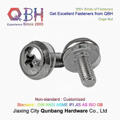 Qbh Stainless Steel M5 X 12mm Server Rack and Cabinet Mounting Cage Nut Partner Round Pan Head Cross Drive Bolt