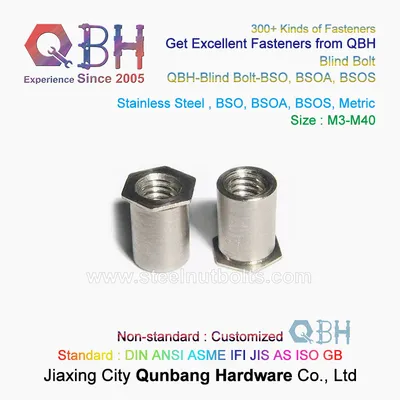 Qbh Stainless Steel SS304 SS316 Self Clinching M3-M10 Self-Clinching Socket Thru-Hole Hollow Blind Rivet Screw Nut Customized Thread Threaded Inserts