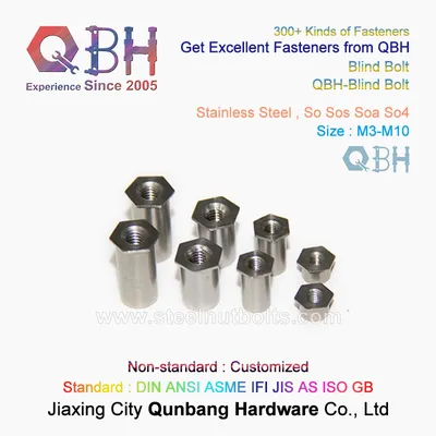 Qbh Stainless Steel So Sos Soa So4 Self-Clinching M3 to M40 Thru-Hole Female Threaded Standoffs Blind Bolt