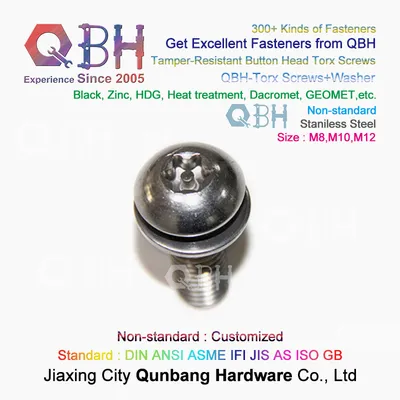 Qbh Stainless Steel Tamper-Resistant Button Head Inner Flower Torx Screws Washer Liner Bolt