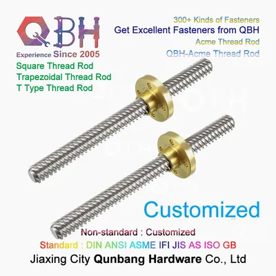 Qbh Standard DIN975 DIN 975 Customized Low Medium Carbon Alloy Steel T Type Trapezoidal Acme Roll Square Section Thread Threaded Long Stud