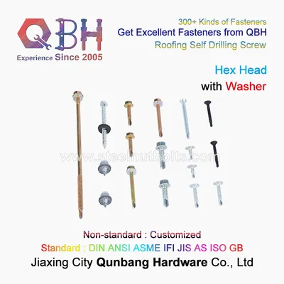 Qbh Standard Non-Standard Customized Hex Hexagon Hexagonal Round Head Full Half Thread Forming Tapping Drilling Screws