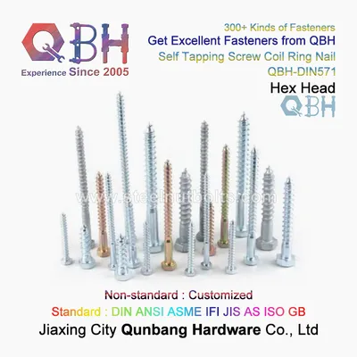 Qbh Standard Non-Standard Customzied Hex Hexagon Hexagonal Head Furniture Spare Parts Wood Grub Coach Self Tapping Lag Screws