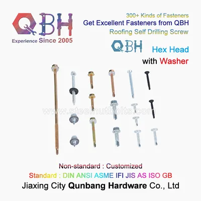 Qbh Standard Non-Standard Metal Carbon Stainless Steel Hex Washer Head Zinc Plated Self Drilling Drill Screw Roofing Screws