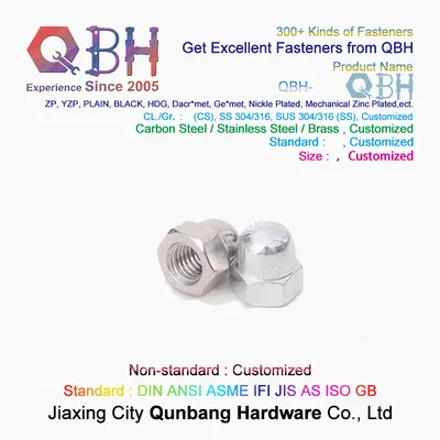 Qbh Supply All Kinds Stainless Steel/Carbon Steel DIN986 Auto Automobile Assembling Hex Hexagonal Hexagon Ball Head Domede Lock and Cap Acorn Box Nut