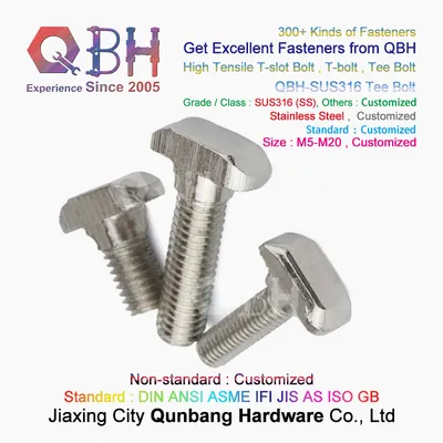 Qbh Tee T-Slot SUS316 M5 to M20 High Tensile Stainless Steel Bolts