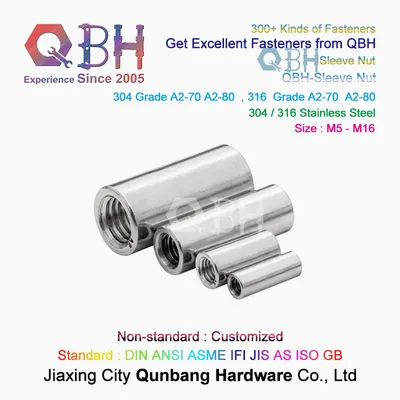 Qbh to Extend Thread Screw Bolt Length Double Female Thread Round Head Cylindrical Cylindric Columnar Sleeve Barrel Extension Extending Coupling Nut